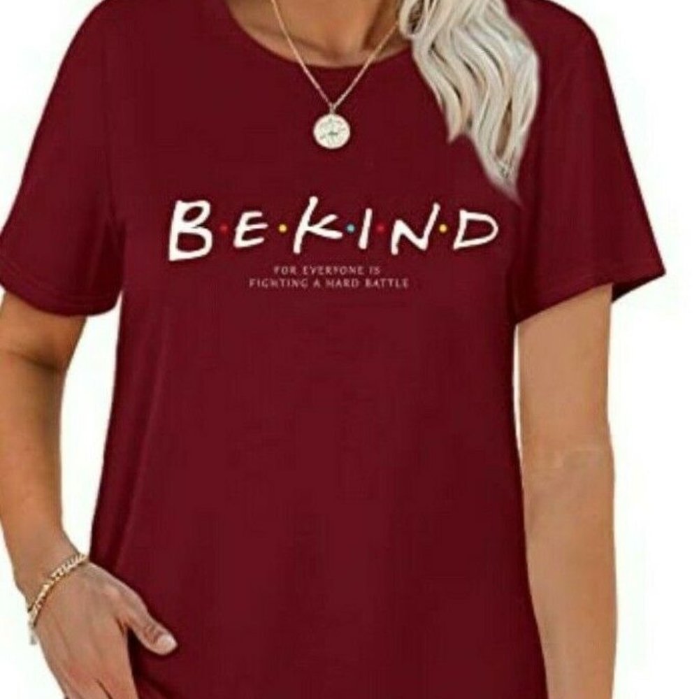 FCYOSO Womens Be Kind Crewneck T Shirt Casual Inspirational Size 2XL